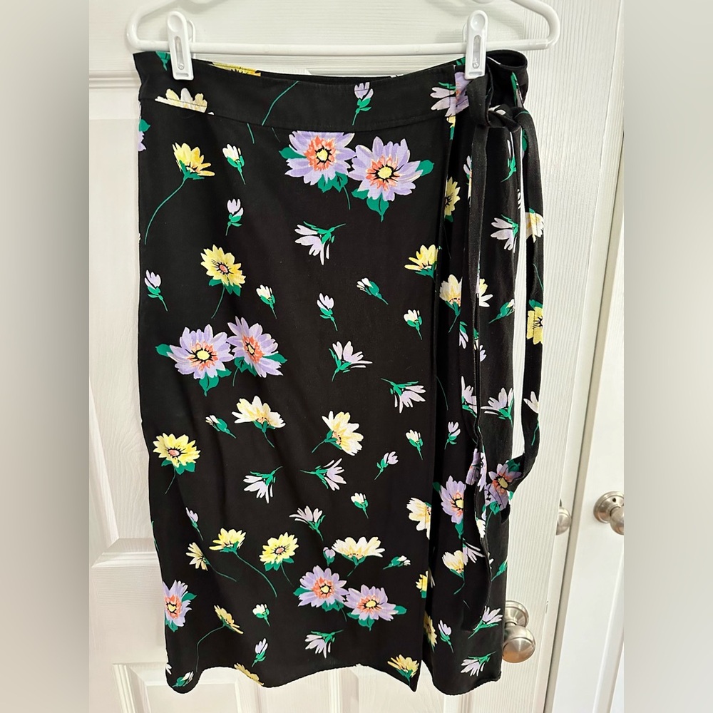 Loft floral midi wrap skirt